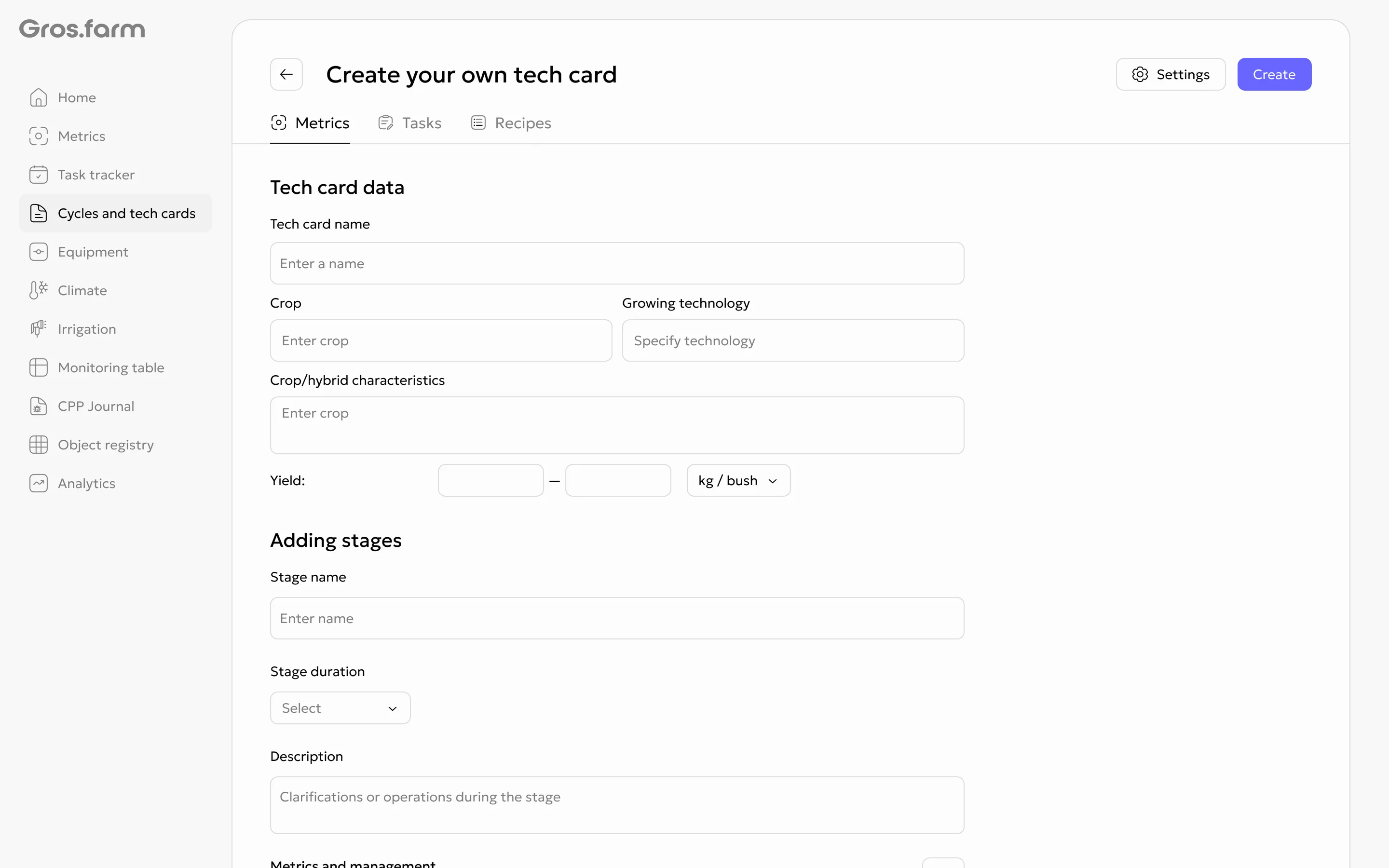 Create your own tech card form