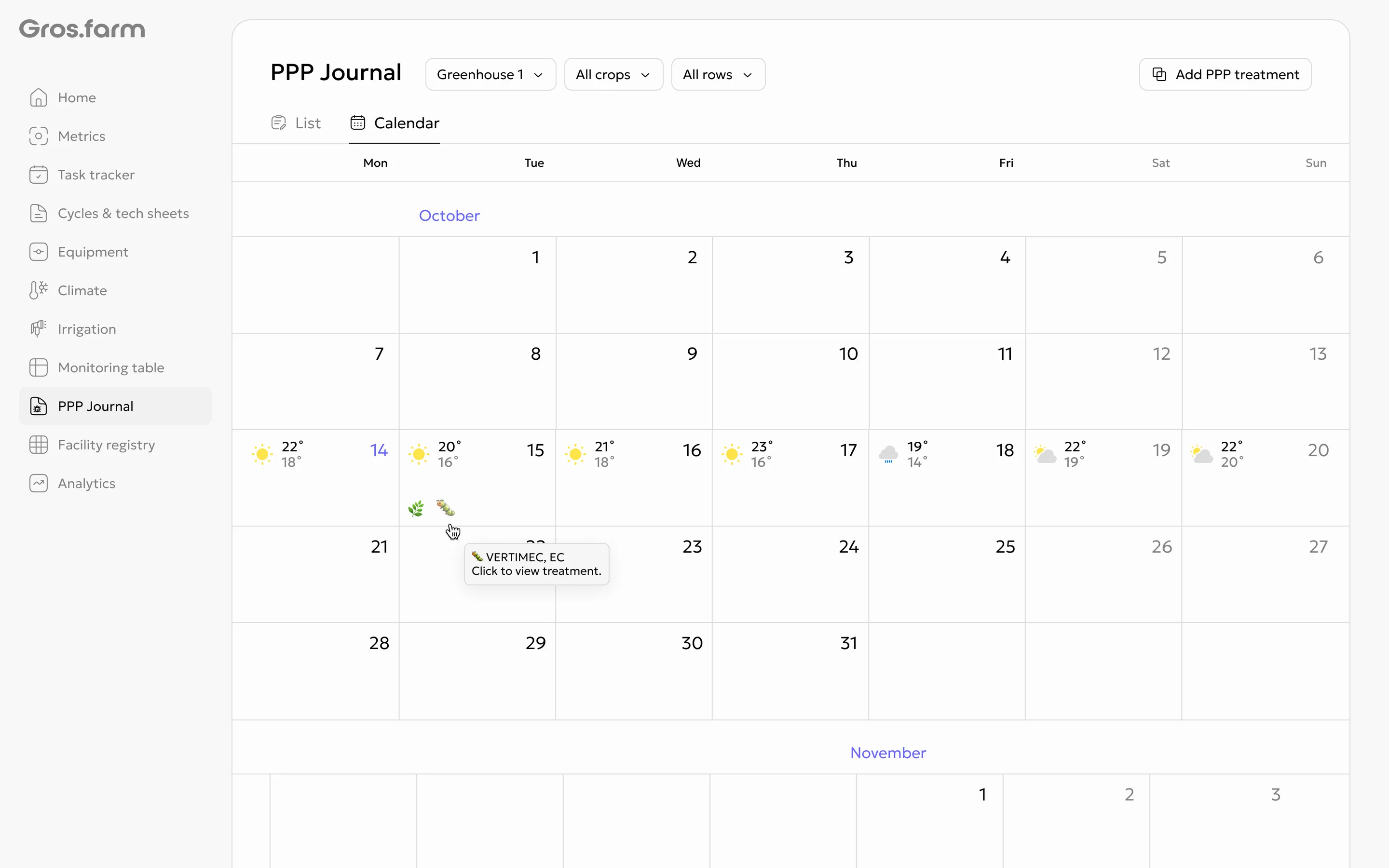 PPP Journal — calendar